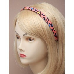 15mm wide coloured animal print aliceband. in pink/salmon...