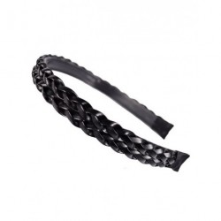 Aliceband - Twin row faux leather plaits on black toothed...