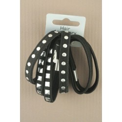 Black Elastics pack of 6 with Silver Stud Detail.