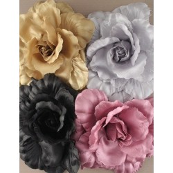 Brooch - Hair Clip - Large shiny layered fabric flower on...