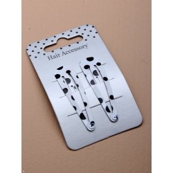 Monchrome Black and White 5cm Pair Click Clack Hair Clips