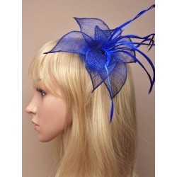 Fascinator Clip & Pin - Fabric Mesh Flower Royal Blue...