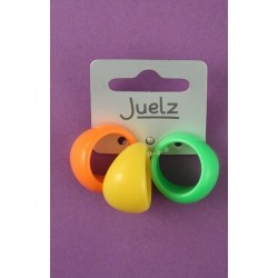 card of 3 bright coloured plastic rings. in 3 colourways....