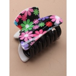 Hair Clamp - 4cm wide brightly coloured daisy print hair...