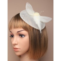 Brooch - Hair Clip - cream net fascinator on a clip and...