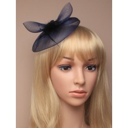 Brooch - Hair Clip - navy net fascinator on a clip and...