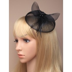 Brooch - Hair Clip - black net fascinator on a clip and...