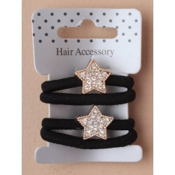 card of 2 black elastics with crystal star motif.
