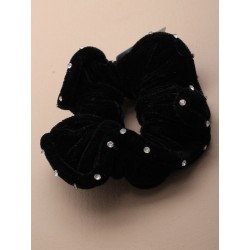 black velvet scrunchie with diamante crystals around edge.