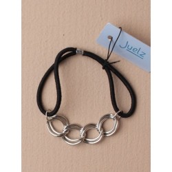 Bracelet - black elastic with chain detail in gold or...
