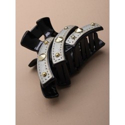 Hair Clamp - 9cm leather look studded detailed hair clamp...