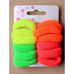 Hair Bobble Elastics - Set of 12 bright neon coloured...