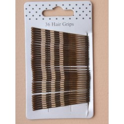 Hair Grip Slides - card of 36 brown 5.5cm kirby hair grip...