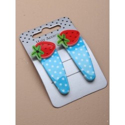 Click Clack Sleepies Hair Clips - Glossy Strawberry polka...