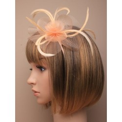 Fascinator Aliceband - Peach Centre net flower and...
