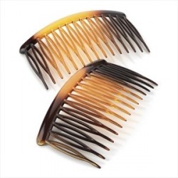 Two piece tortoise shell colour 8cm hair side comb set.