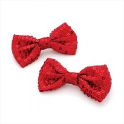 One pair red sequin hair ponio set.