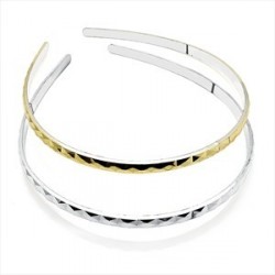 Two piece gold and silver colour narrow headband set.