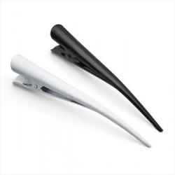 Two piece black and white flamingo hair clip set.