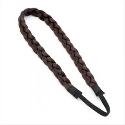 Dark brown platted imitation hair elastic head wrap.