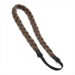 Medium brown colour platted imitation hair elastic head...