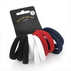 Ten piece black, white, red and navy elastic ponio hair...