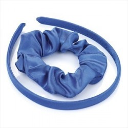 Two piece royal blue satin look headband and scrunchie...