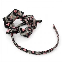 Two piece neon pink and grey colour animal print head...
