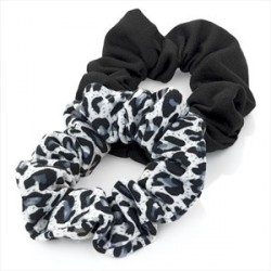 Two piece black tone animal print jersey scrunchie hair...