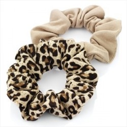 Two piece brown tone animal print jersey scrunchie hair...