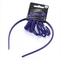 Eleven piece purple colour headband, snap clip, ponio and...