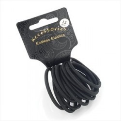 Twelve piece black colour endless hair elastic set.