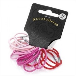 Twenty four piece pink tone colour mini hair elastic set.
