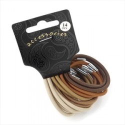 Fourteen piece brown tone thick hair elastic set.