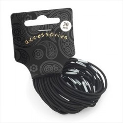 Thirty piece black colour thin hair elastic set.