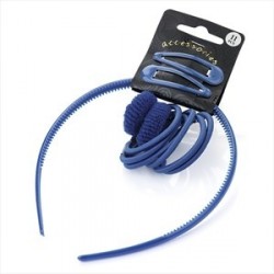 Eleven piece royal colour headband, snap clip, ponio and...