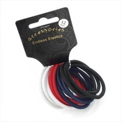 Twelve piece black, white, red & navy colour endless hair...