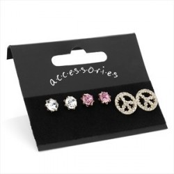 Earrings set- Three pairs gold colour crystal stud and...