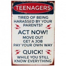 Metal Warning Signs - Teenagers Warnings choice of 2 signs