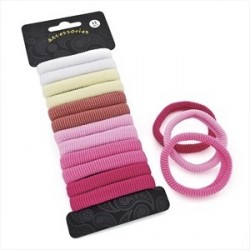 Twelve piece pink tone elasticated hair ponio set.