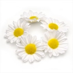 White colour flower design elasticated hair scrunchie.