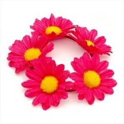 Fuchsia pink colour flower design elasticated hair...