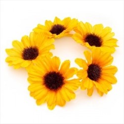 Yellow colour flower design elasticated hair scrunchie.