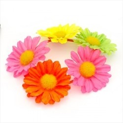 Neon colour flower design elasticated hair scrunchie.