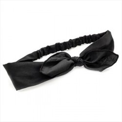 Black colour elasticated bow head wrap.