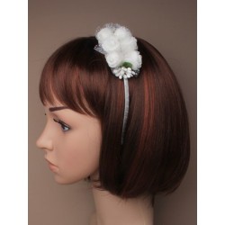 Twin row mini cream rosebud ribbon wound aliceband