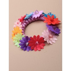 Hair Scrunchie - multicoloured fabric daisy twisted cord...