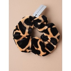animal print velvet fabric scrunchie. in black and white...