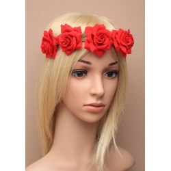 fabric red rose garland stretch bandeaux.
