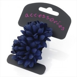 Two piece small navy flower ponio hair set.